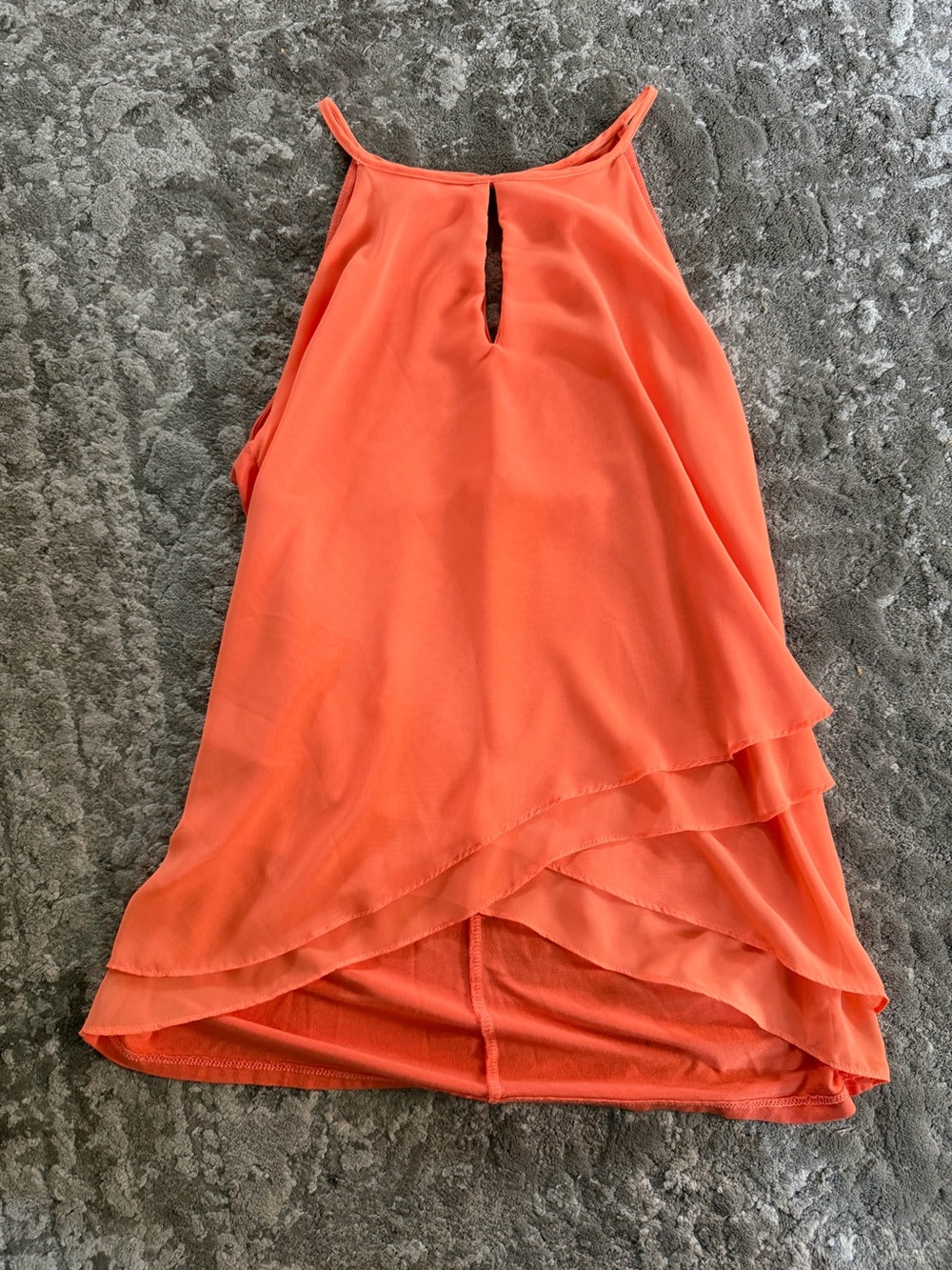 New York & Company Coral Layered Chiffon Halter Tank